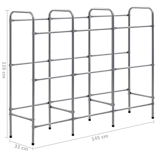 NUMNBE Gitterbox Regal 145x33x116 cm Stahl pulverbeschichtet 9 Kisten Fassungsvermögen schräges Design rutschfeste Füße Lagerregal von NUMNBE