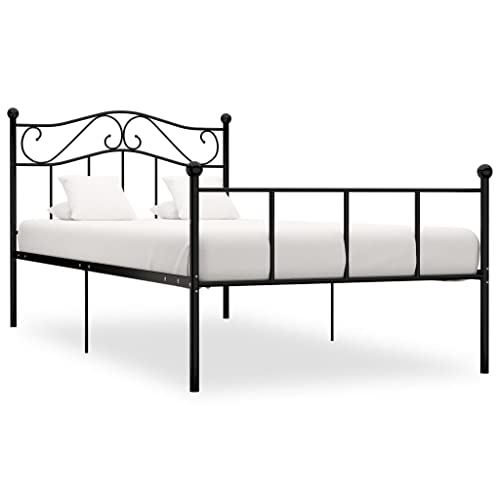 NUMNBE Hochbett Metall Schwarz 208x98x95cm Platzsparend Stabil Für 98x200cm Matratze Hochbett Jugendzimmer von NUMNBE
