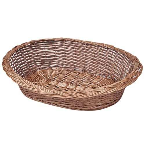NUMNBE Hundekorb Weide 50x34 cm Natur robust leicht Tragbar Komfortabler Schlafplatz für Katzen und kleine Hunde von NUMNBE