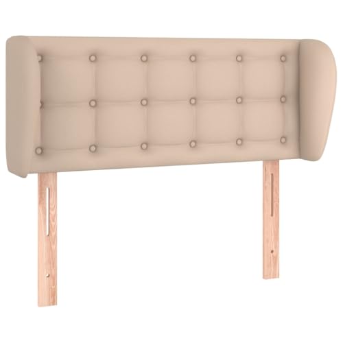 NUMNBE Kopfteil Bett 83x23 cm Cappuccino verstellbar Faux Leder Ohrensessel Stil mit stabilem Holzgestell für Schlafzimmer von NUMNBE