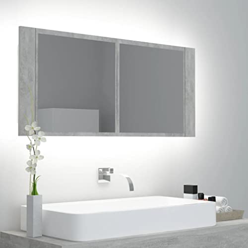 NUMNBE LED Badezimmerschrank 100x45 cm Beton Grau mit RGB Beleuchtung Acryl Spiegel und Zwei Ablagen für Badaufbewahrung NUMNBE LED Badezimmerschrank 100x45 cm Beton Grau mit RGB Beleuchtung Acryl Spiegel und Zwei Ablagen für Badaufbewahrung von NUMNBE