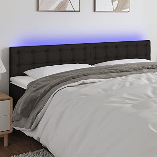 NUMNBE LED Bett Kopfteil 160 cm Schwarz verstellbar mit bunter LED Beleuchtung Stoff und Holz für modernes Schlafzimmer von NUMNBE
