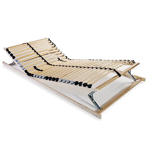 NUMNBE Lattenrost 80x200 cm verstellbar Buche Massivholz 28 Latten mit Härtegradregulierung Mittelstreifen Gummiauflagen für Matratze Schlafzimmer von NUMNBE