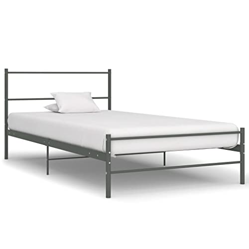 NUMNBE Metall Einzelbett 200 x 100 cm Grau stabile Konstruktion pulverbeschichtet Kratzfest und robust Schlafgestell mit flexiblen Lattenrost für Komfort NUMNBE Metall Einzelbett 200 x 100 cm Grau stabile Konstruktion pulverbeschichtet Kratzfest und robust Schlafgestell mit flexiblen Lattenrost für Komfort von NUMNBE