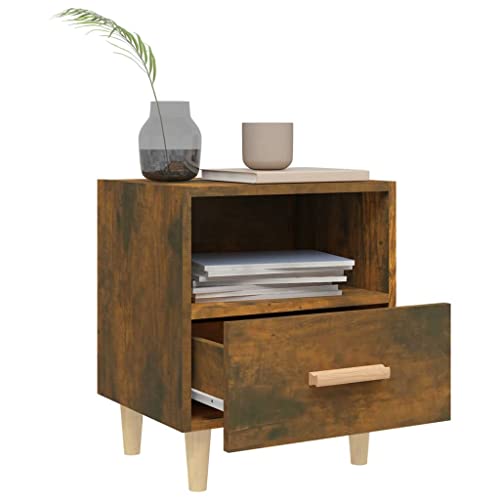 NUMNBE Nachttisch Smoked Oak 40x35x47 cm mit Stauraum Eukalyptusholz Beine skandinavisches Design Wohnzimmer Schlafzimmer von NUMNBE