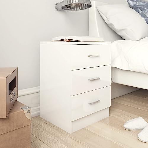 NUMNBE Nachttisch Weiß Hochglanz 38x35x56 cm Mit 3 Schubladen Aus Holz Elegant Viel Stauraum Schlafzimmer NUMNBE Nachttisch Weiß Hochglanz 38x35x56 cm Mit 3 Schubladen Aus Holz Elegant Viel Stauraum Schlafzimmer von NUMNBE