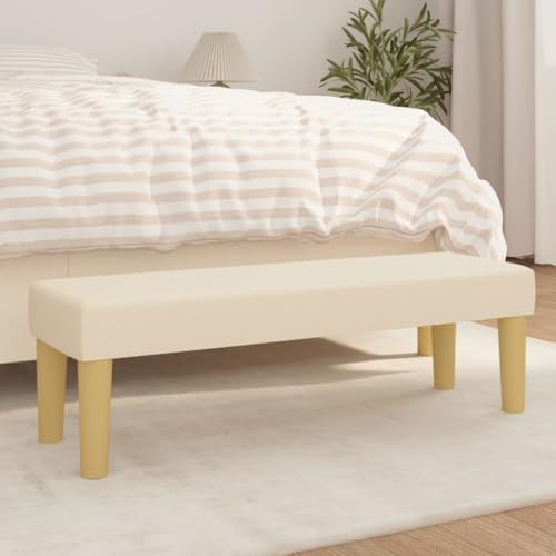 NUMNBE Polsterbank Creme 101x31x29 cm Sitzbank gepolstert rechteckig Holz modern Wohnzimmer Schlafzimmer Flur von NUMNBE