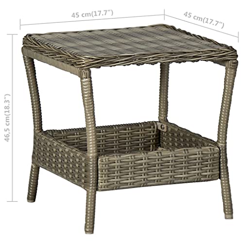 NUMNBE Poly Rattan Gartentisch 45 x 45 x 46,5 cm wetterbeständig Stahlrahmen einfacher Transport von NUMNBE