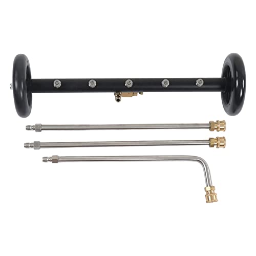 NUMNBE Pressure Washer Undercarriage Cleaner 4000psi 2 in 1 Water Broom Surface Cleaner, 3 Extension Wands, 5 Holes - Hohe Reinigungskraft, Edelstahl Düsen, Für Fahrzeugunterboden und Außenflächen von NUMNBE