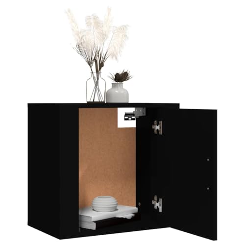 NUMNBE Schwebender Nachttisch 50x30x47 cm Schwarz Engineered Wood Wandmontage Stauraum Modernes Design Schlafzimmer von NUMNBE