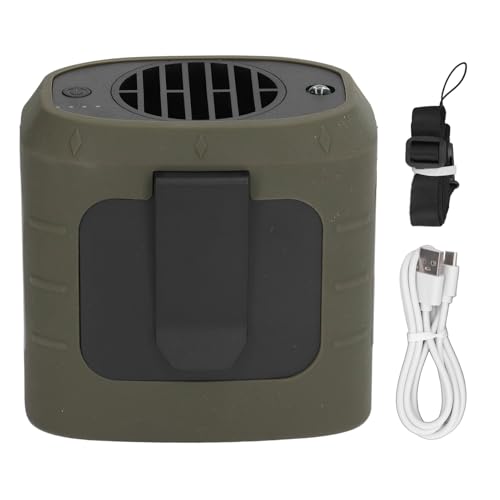 NUMNBE Tragbarer Gürtelventilator mit 8000mAh Akku 7 5m / s starke Luftzufuhr 3 Geschwindigkeiten wiederaufladbar als Hand und Halsventilator für unterwegs (OD Green) von NUMNBE