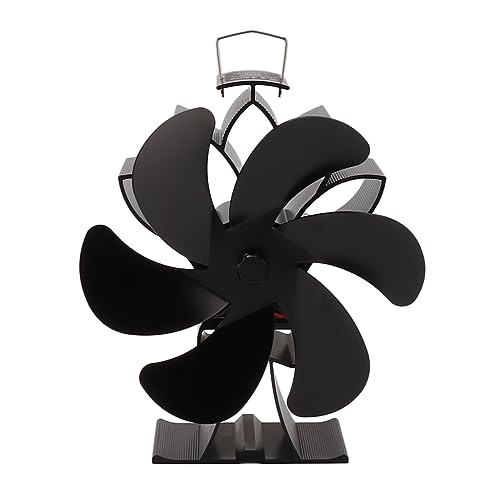 NUMNBE Wärmeantriebsofenlüfter - Wärmeantriebstechnologie, Silent Operation und leistungsstarker Luftstrom, elegantes 6 -Blade -Design, Holzofenkamin und Kerosinofen, Schwarz, Schwarz von NUMNBE