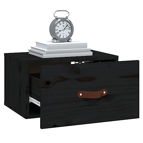 NUMNBE Wand Nachttisch Schweden Pinewood 40x29 5x22 cm Schwarz Mit Stauraum Wandmontage Für Schlafzimmer von NUMNBE