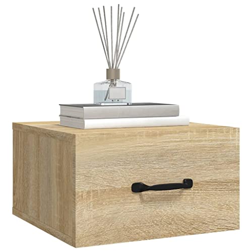 NUMNBE Wandhängender Nachtschrank Set Sonoma Eiche 35x35x20 cm Stauraum Schwebender Nachttisch Aus Holz Für Schlafzimmer von NUMNBE