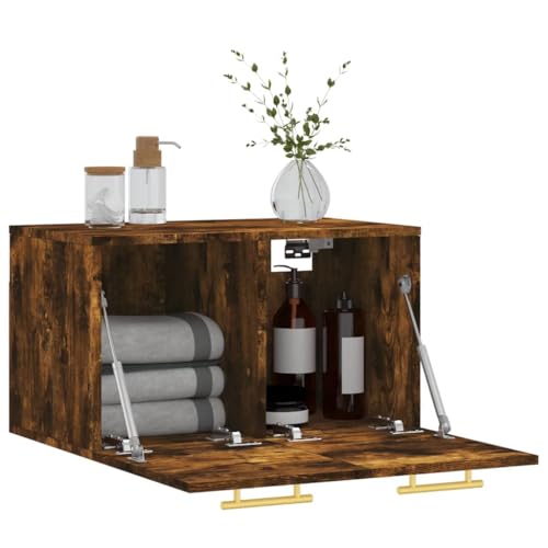 NUMNBE Wandhängeschrank aus Holz mit 2 Fächern Stauraum Wandregal Wohnzimmer Weiß Modern platzsparend von NUMNBE