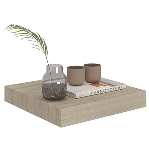 NUMNBE Wandregal Eiche 23 x 23 5 cm MDF Metall Belastbar bis 5 kg Platzsparend Modern für Wohnzimmer und Büro von NUMNBE