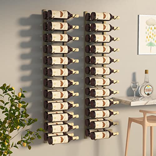 NUMNBE Weinregal Wandmontage Gold 24 Flaschen Stauraum aus Eisen für Weinkeller und Küche von NUMNBE