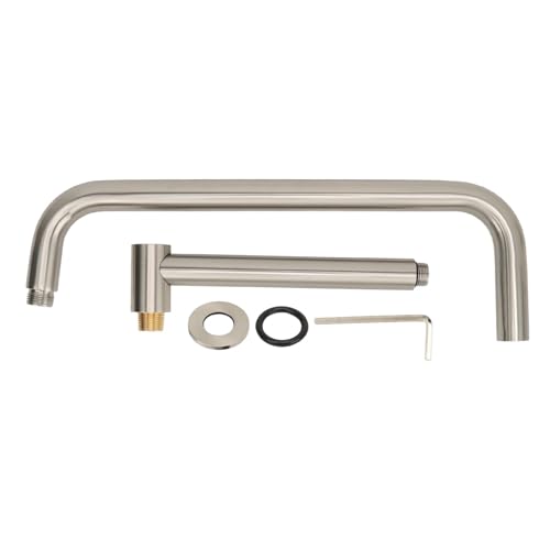 Schwarzes Duschverlängerungsrohr aus Edelstahl mit S - förmigem Wandarm – 33 cm rotierbarer Brausearm für Regendusche – stabile Wandmontage - flexibel einstellbar (Brushing) von NUMNBE
