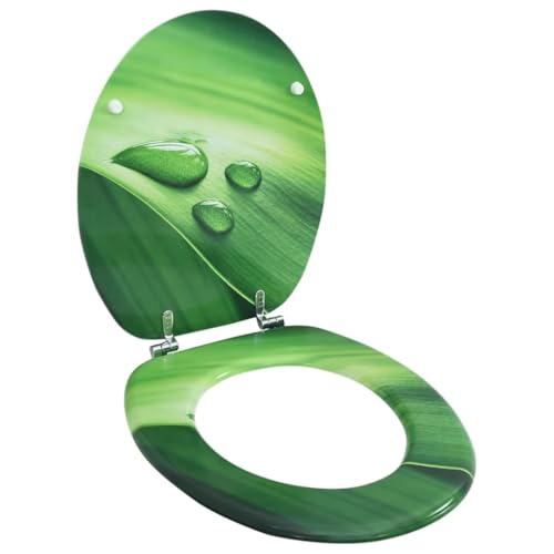 Toilettensitz MDF mit verstellbaren Chrom-Zink Scharnieren 42 5 x 35 8 cm grüne Wassertropfen für alle Standard WC von NUMNBE