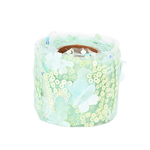 Tulle Roll - Eleganter Pailletten -Glitzer -Mesh -Stoff mit gestickter Blume, leichtes flexibles DIY -Handwerksmaterial für Hochzeitsfeier -Dekoration und Nähprojekte (type 1) von NUMNBE