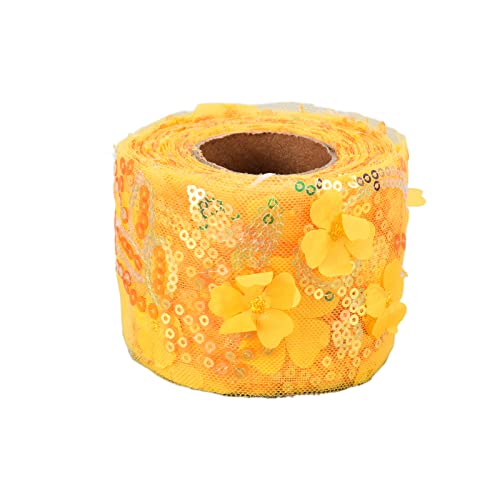Tulle Roll - Eleganter Pailletten -Glitzer -Mesh -Stoff mit gestickter Blume, leichtes flexibles DIY -Handwerksmaterial für Hochzeitsfeier -Dekoration und Nähprojekte (type 3) von NUMNBE