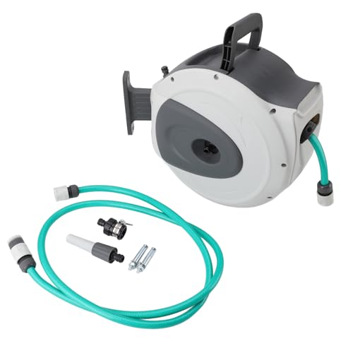 Wandschlauchbox 20m 1/2 Zoll Gartenschlauch Trommel, Automatischer Einzug, 180° Drehbare Halterung - Selbstaufrollend, Vielseitige Sprühmuster, Für und Garten von NUMNBE