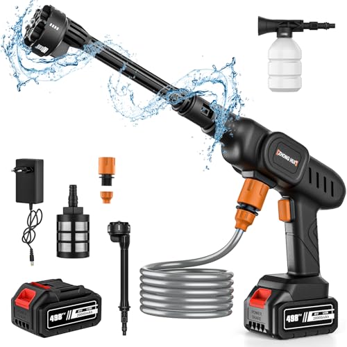 Akku Hochdruckreiniger, 60 Bar Hochdruckreiniger Akku, 6-in-1-Düse, für Makita, 20000Mah*2, Maximaler Wasserdurchfluss: 10 l/min, für die Autowäsche (EIN 20.000-mAh-Akku) von NUMNER