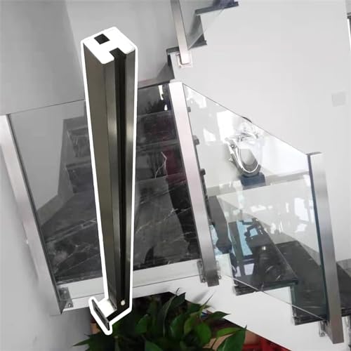 Glas Geländerpfosten Edelstahltreppen-Glasgeländerpfosten-Seitenmontage, Glasbalustraden-Zaunpfosten-Set für Den Innen- und Außenbereich für Treppen/Flure/Balkon/Terrasse ( Color : Mid Post , Size : H von NUNETH