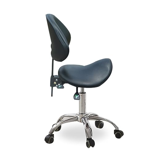 NUNETH Sattelhocker Sattel, Der Ergonomischen Drehschemelstuhl Rollt, Professioneller Bürostuhl-Sattelhocker mit Robustem Metallgestell, Studio Hydraulischer Rollhocker (Color : Black) von NUNETH