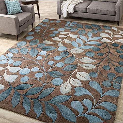 NUNGBE Rutschfester Teppich,Blaue BläTter,Bodenteppiche FußMatte Wohnzimmer Home Decor Teppiche,80x120cm(31x47inch). von NUNGBE