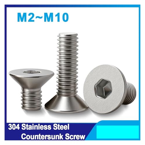 M2 M2.5 M3 M4 M5 M6 M8 M10 304 Edelstahl Innensechskantschraube Senkkopfschrauben DIN7991 Motorrad-Metallbefestigungsschrauben(12mm(30Pcs),M3) von NUNQTYKJT
