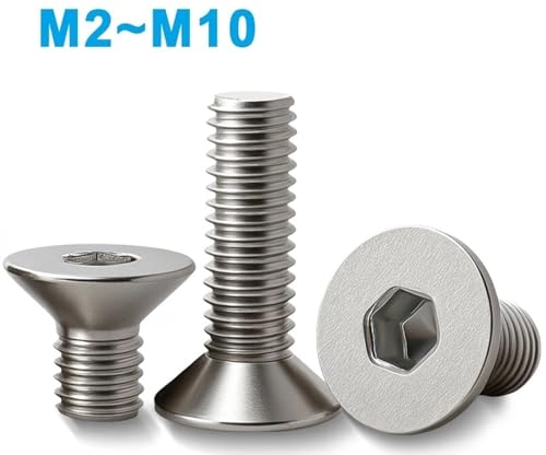 M2 M2.5 M3 M4 M5 M6 M8 M10 304 Edelstahl Innensechskantschraube Senkkopfschrauben DIN7991 Motorrad-Metallbefestigungsschrauben(5mm(50Pcs),M2.5) von NUNQTYKJT