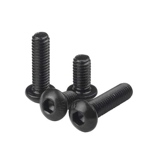 M2 M2.5 M3 M4 M5 M6 Runde schwarze Sechskantschrauben der Güteklasse 10.9 Sechskantschraubenkopf-Innensechskantschraubenkopf-Möbelschraube(8mm,M2.5 x 50pcs) von NUNQTYKJT