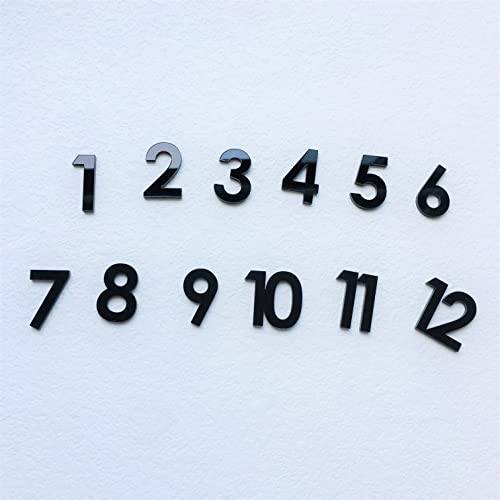 NUO RUI 12 Stück arabisch verspiegelte Ziffern aus Acryl für eine Wanduhr (schwarz) von NUO RUI