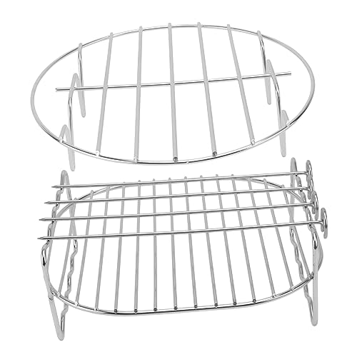 NUOBESTY 1 Satz Doppelter Bbq Rack für Heißluftfritteuse Grill und Dampfgestell mit Spießen Zubehör für Heißluftfritteusen Langlebig und Leicht zu Reinigen von NUOBESTY