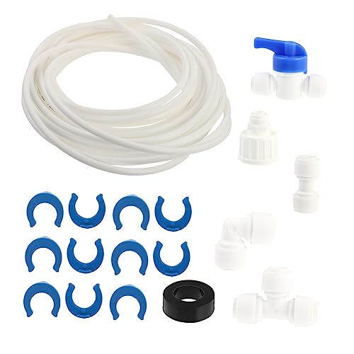 NUOBESTY 1 Satz Teiliges Kühlschrank Wasseranschlussset Pe und Pom Materialien für Kühlschrank und Wasserfilter Schlauch Wasserhahn Verbindungselemente und Clips Vielseitig Einsetzbar von NUOBESTY