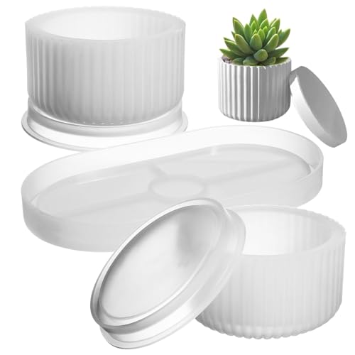 NUOBESTY 1 Set Silikonform für Vasen Tablett Epoxidharz-Gussform Kaktus Sukkulententopf Und Tablett Harzform-Set Diy-Schmuckaufbewahrungsform Kunsthandwerk von NUOBESTY