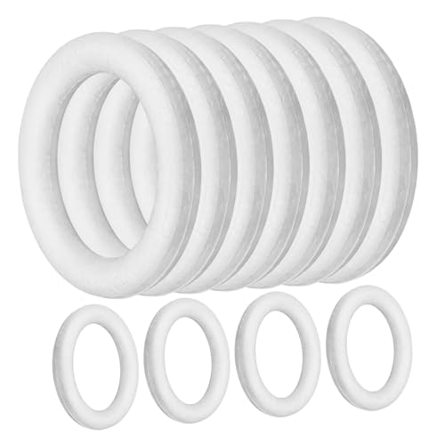 NUOBESTY 10 Stück Schaumstoffringe Styroporringe Basteln Für Schaumstoffkranz Ringform Formen Brett Mit Mini Schaumstoffkranz Massiver Schaumstoff Kreise Modellierreifen von NUOBESTY