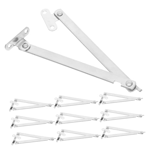 NUOBESTY 10 Stück Teiliges Klappenstütze Scharnier aus Dickem Edelstahl Faltbarer Lid Stay mit Verstellbarer Zugstange Stabiler Halter für Möbel Schränke Vitrinen und Ausstellungsdisplays von NUOBESTY