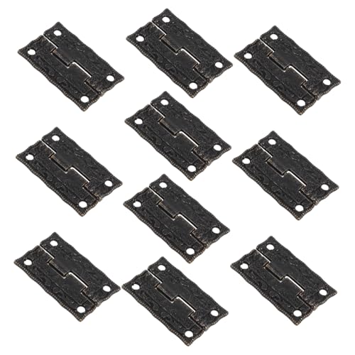 NUOBESTY 10 Stück Teiliges Kleine Schmuckschatullen Scharniere Antikem Retro Design und Geprägten Mustern Geräuschloser Sanfter Lauf Robuste Vintage Beschläge für Holzboxen und Truhen von NUOBESTY