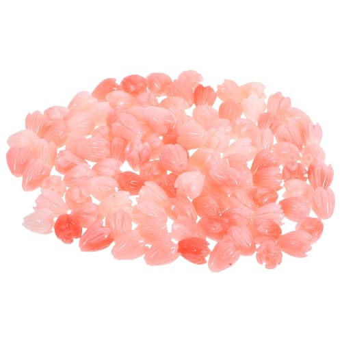 NUOBESTY 100 Stück DIY Geschnitzte Jasminblumen Perlen Korallenfarbene Lose Spacer-perlen Handgefertigte Schmuckherstellung für Halsketten Armbänder Zarte Blumige Bastelmaterialien von NUOBESTY