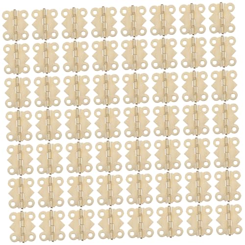 NUOBESTY 100 Stück Retro Scharniere für Schmuckkästen Kleine Holzkisten Klappbar Goldfarbene Vintage Metallbänder mit Schrauben DIY Zubehör für Holzboxen und Möbel von NUOBESTY