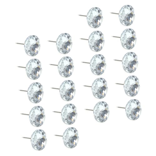 NUOBESTY 100 Stück Teiliges Kristall polsternägel mit Metallöse Dekorative Reißzwecken für Sofa Kopfteil DIY Möbelverzierung Glatte Kanten Silberfarbene Strassknöpfe von NUOBESTY