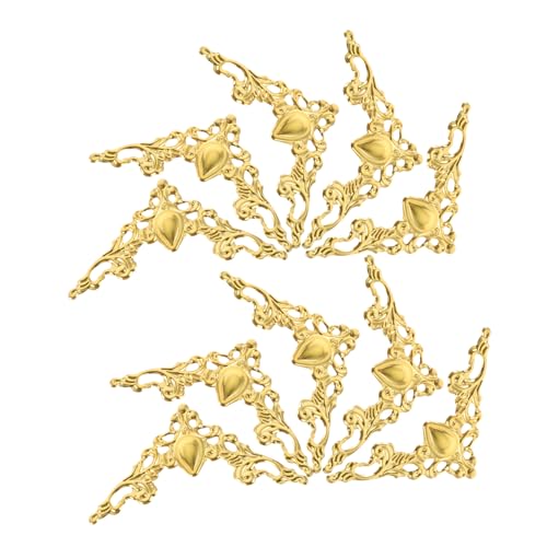 NUOBESTY 100 Stück Teiliges Metall Eckenschutz- Vintage Geprägte Schmuckbox Eckenschützer Dekorative Metallrahmen Ecken für DIY Buchecken Fotoalben Bücher Einfache Montage Goldfarben von NUOBESTY