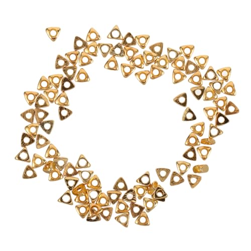 NUOBESTY 100 Stück Vergoldete Perlen Metallperlen für Schmuckherstellung Bastelt Abstandsperlen Lose Abstandshalterperlen Triangle -Abstandshalterkügelchen basteln Kupfer Golden von NUOBESTY