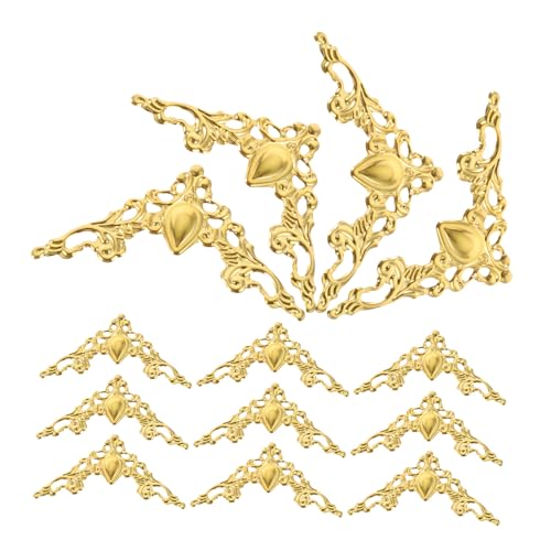 NUOBESTY 100 Stück Vintage Metall Eckschutz mit Filigranen Hohlmustern Dekorative Schutzecken für Möbel Schmuckkästen Fotoalben Einfache DIY Montage Goldfarbene Buchecken für Vielseitige von NUOBESTY