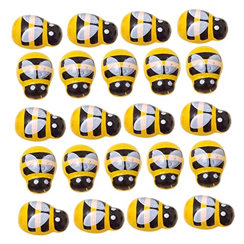 NUOBESTY 100st Gelbe Biene Insekten Für Kinder Mini-käferfiguren Ornamente Mini-Flatback-Bienen Gartendekorationen Im Freien Holz-Flatback-Verzierungen Marienkäfer Hölzern Sammelalbum 3D von NUOBESTY