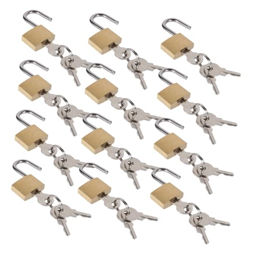 NUOBESTY 12 Stück Schlüsselkofferschloss Gepäck Reiseverschlüsse Kleine Schlösser Sperren Mit Gekochtem Reise Mini-tagebuchsperre Tragbares Vorhängeschloss Kofferschlüssel Golden Kupfer von NUOBESTY