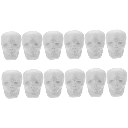 NUOBESTY 12 Stück Teiliges Halloween Deko Leichte Schaumstoff Schädel zum Aufhängen Wiederverwendbare DIY Bastelköpfe Blanko Totenschädel für Gruselige Partydekoration von NUOBESTY