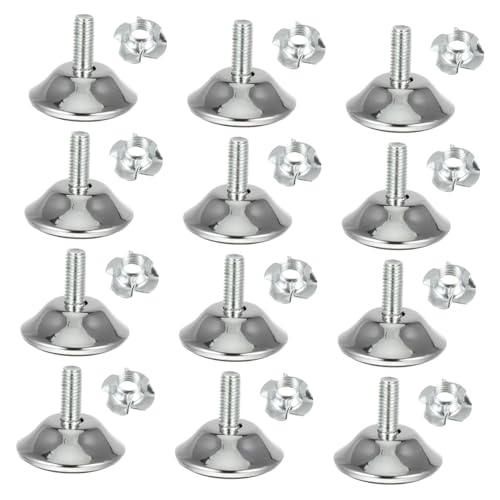 NUOBESTY 12 Stück Teiliges Verstellbare Möbelfüße mit Einschlagmutter Höhenverstellbare Tisch Stuhlnivellierer Bodenschonende Kunststoffbasis Einfach zu Montieren Geeignet für Möbelbeine von NUOBESTY